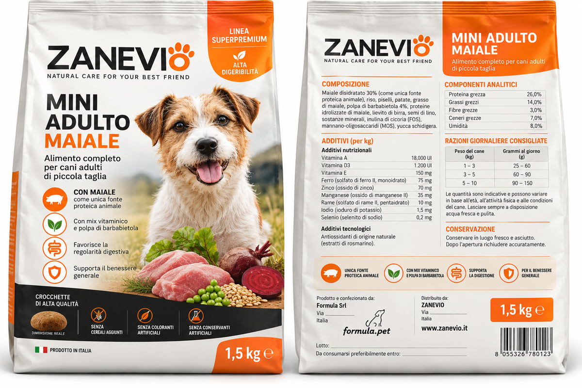 ZANEVIO Mini Adulto Maiale Superpremium 1,5 kg